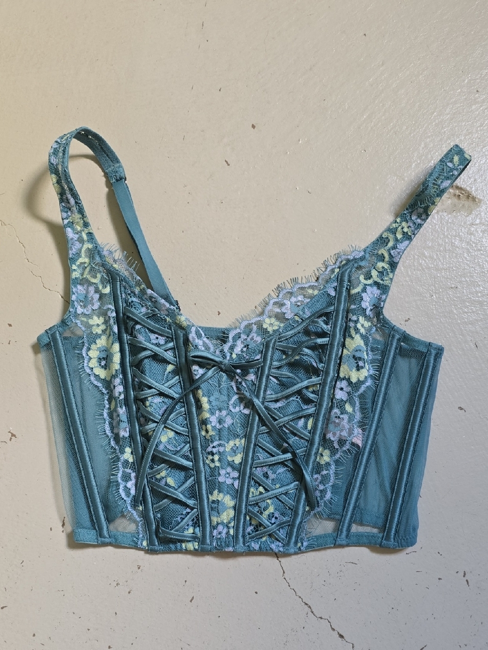 Victoria Secret's Dream Angels Blue Lace Corset Bustier Size XS NWT